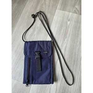 L.L.Bean Travel Neck Passport Holder Wallet Navy Blue Nylon